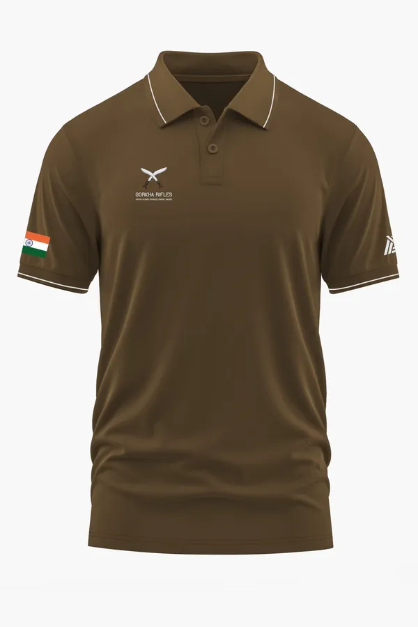 GORKHA_RIFLES_POLO_T-SHIRT_-_Brown,_XXL