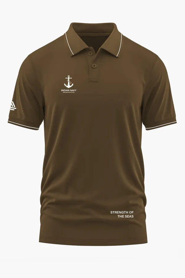 INDIAN_NAVY_MARITIME_PROTECTORS_POLO_T-SHIRT_-_Brown,_XXL