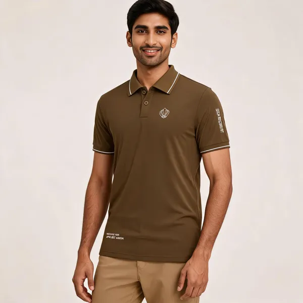 Brown_Cotton_Blend_Regular_Fit_Sikh_Regiment_Polo_T-Shirt_For_Men