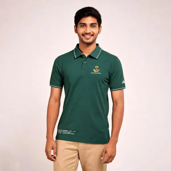 Green_Cotton-Lycra_Regular_Fit_Rajputana_Rifles_Polo_T-Shirt_For_Men