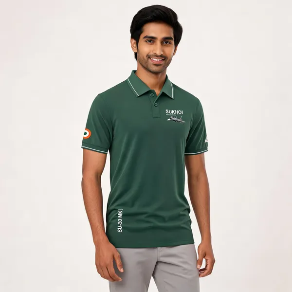 Green_Cotton_Blend_Regular_Fit_Su-30_Mki_Air_Dominance_Polo_T-Shirt_For_Men