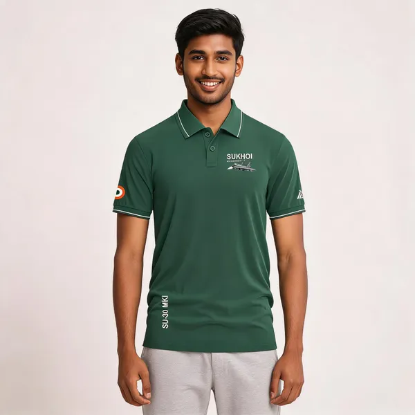 Green_Cotton_Blend_Regular_Fit_Su-30_Mki_Air_Dominance_Polo_T-Shirt_For_Men