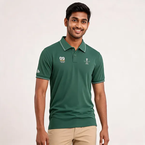 Green_Cotton_Blend_Regular_Fit_9Th_Gorkha_Rifles_Polo_T-Shirt_For_Men