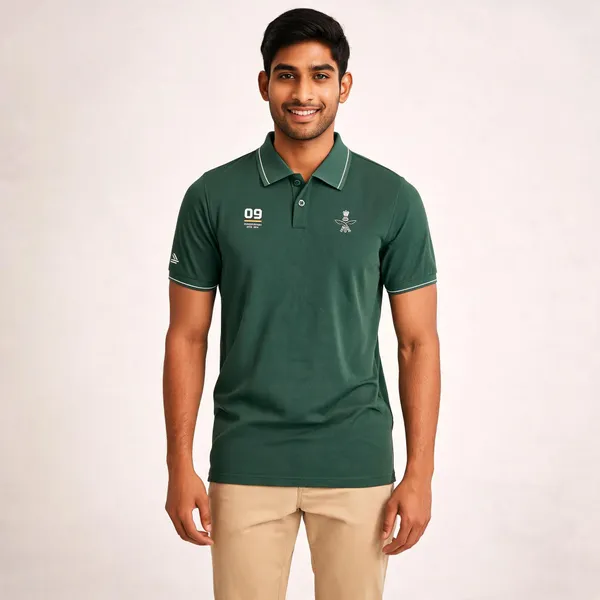 Green_Cotton_Blend_Regular_Fit_9Th_Gorkha_Rifles_Polo_T-Shirt_For_Men