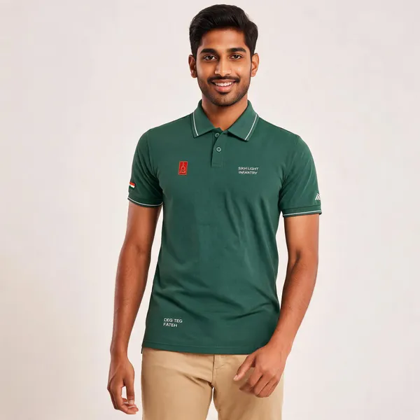 Green_Cotton_Blend_Regular_Fit_Sikh_Light_Infantry_Polo_T-Shirt_For_Men