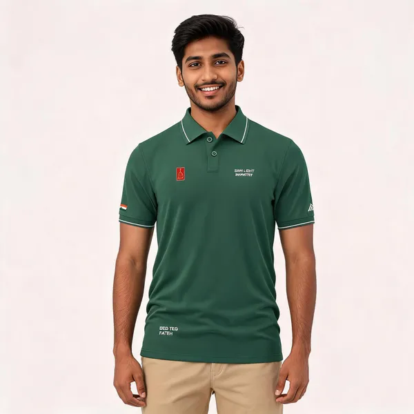 Green_Cotton_Blend_Regular_Fit_Sikh_Light_Infantry_Polo_T-Shirt_For_Men