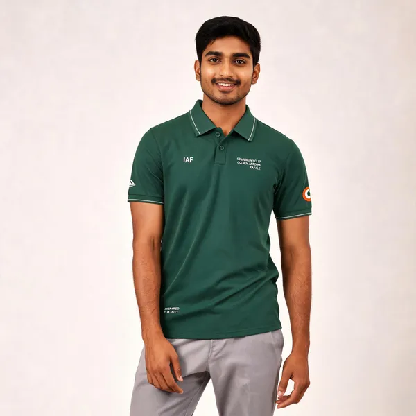 Green_Cotton_Lycra_Regular_Fit_Sqn_17_Golden_Arrows_Polo_T-Shirt_For_Men