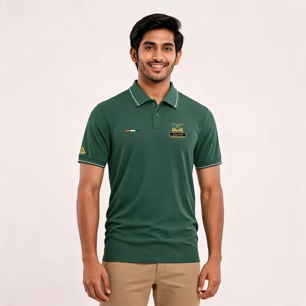 Green_Cotton_Blend_Regular_Fit_Assam_Rifles_Polo_T-Shirt_For_Men