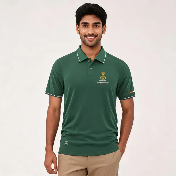 Green_Cotton_Lycra_Regular_Fit_Bihar_Regiment_Polo_T-Shirt_For_Men