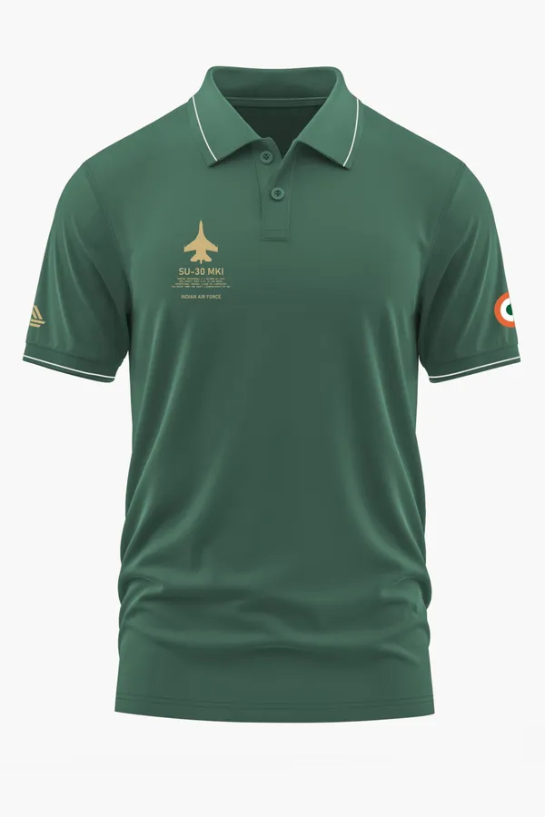 SU-30_MKI_STRIKE_POLO_T-SHIRT_-_Green,_XXL