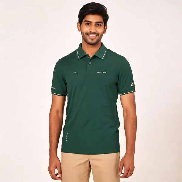 Green_Cotton_Blend_Regular_Fit_Army_Honor_Polo_T-Shirt_For_Men
