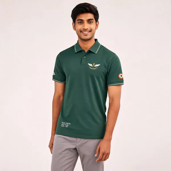 Green_Cotton_Regular_Fit_Iaf_Wings_Of_Glory_Polo_T-Shirt_For_Men