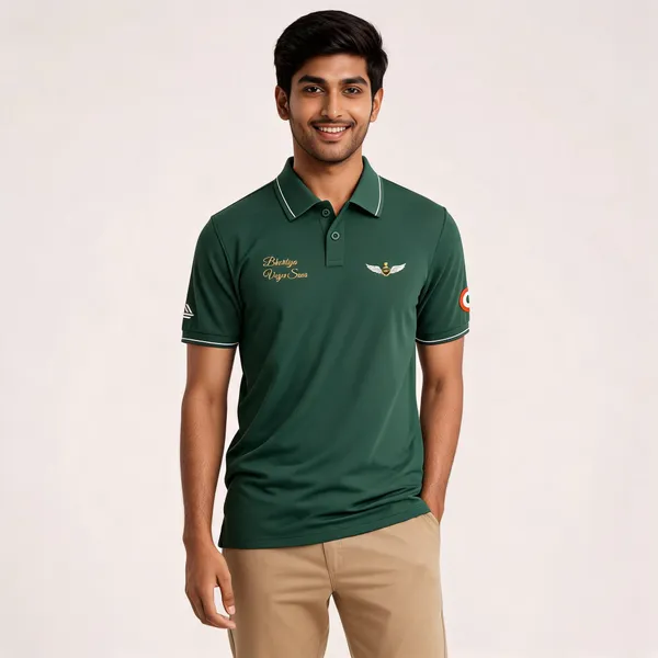 Green_Cotton_Lycra_Regular_Fit_Bhartiya_Vayu_Sena_Polo_T-Shirt_For_Men