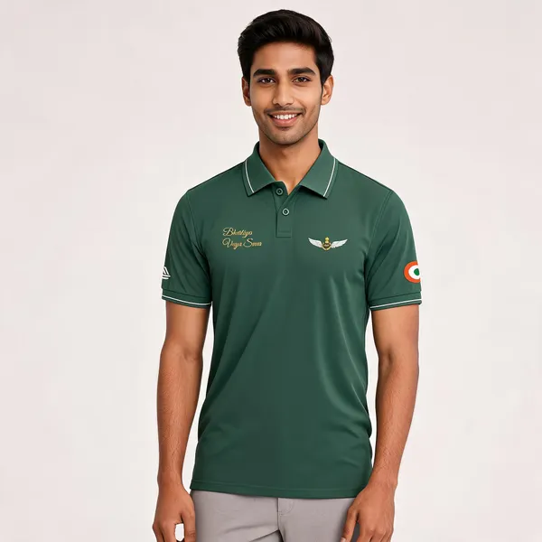Green_Cotton_Lycra_Regular_Fit_Bhartiya_Vayu_Sena_Polo_T-Shirt_For_Men