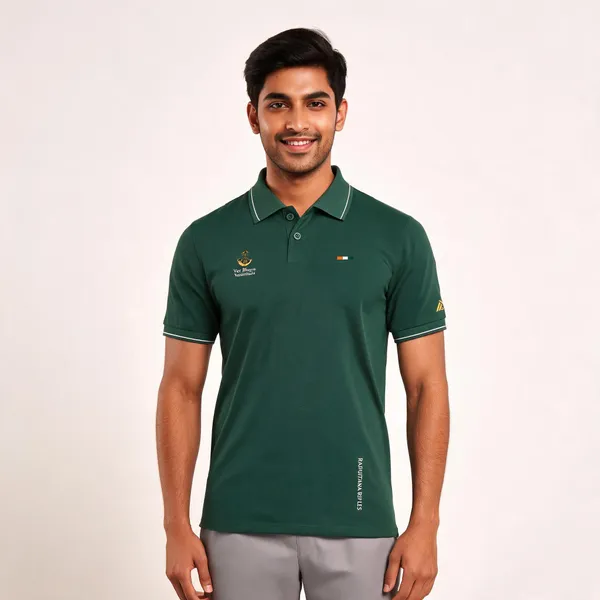 Green_Cotton_Regular_Fit_Rajputana_Rifles_Polo_T-Shirt_For_Men