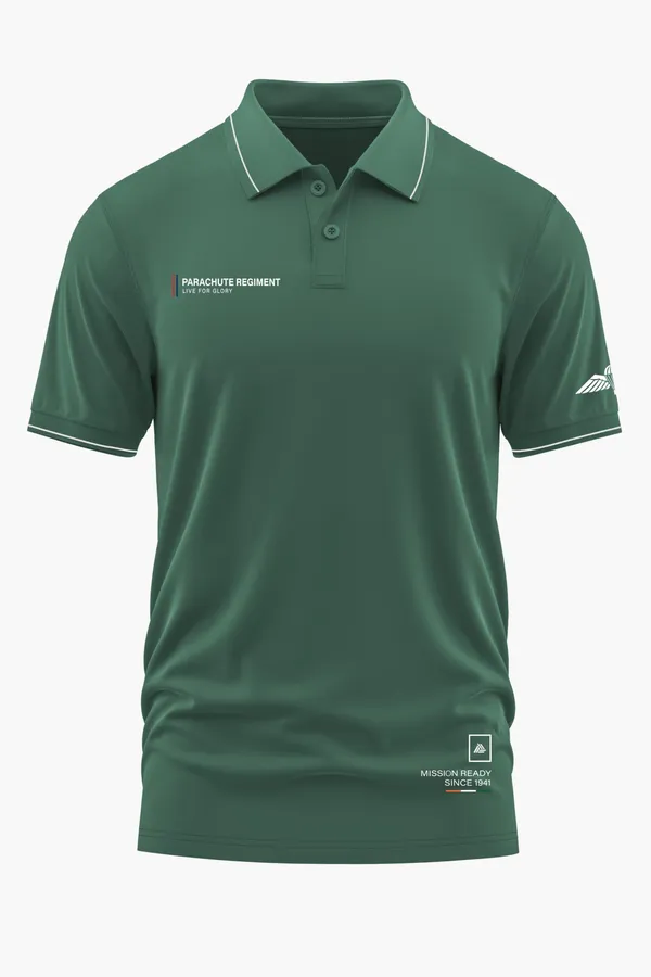 PARACHUTE_REGIMENT_LIVE_FOR_GLORY_POLO_T-SHIRT_-_Green,_XXL