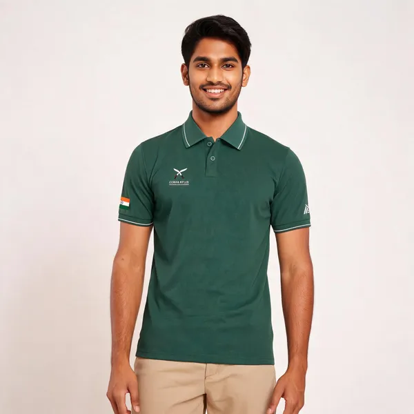 Green_Cotton_Regular_Fit_Gorkha_Rifles_Polo_T-Shirt_For_Men
