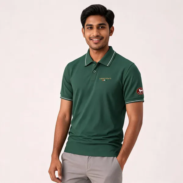 Green_Cotton_Blend_Regular_Fit_Ladakh_Scouts_Polo_T-Shirt_For_Men