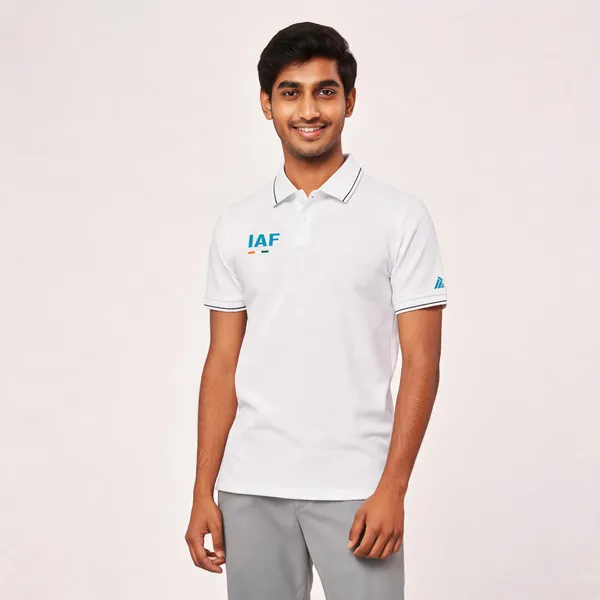 White_Cotton_Regular_Fit_Iaf_Guardians_Of_The_Sky_Polo_T-Shirt_For_Men