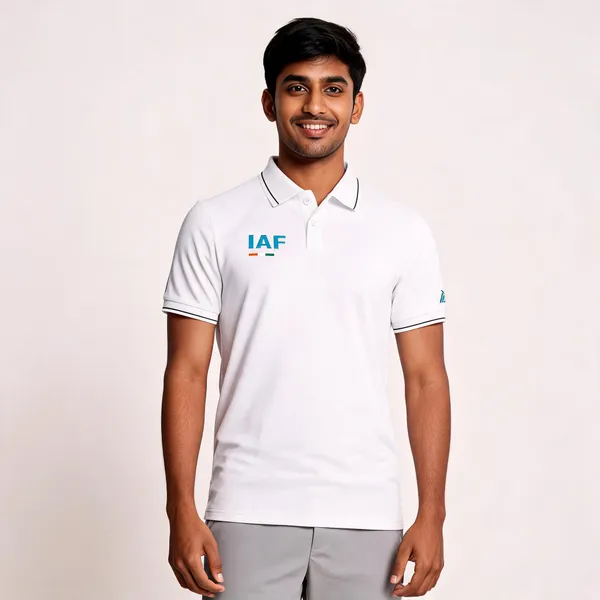 White_Cotton_Regular_Fit_Iaf_Guardians_Of_The_Sky_Polo_T-Shirt_For_Men