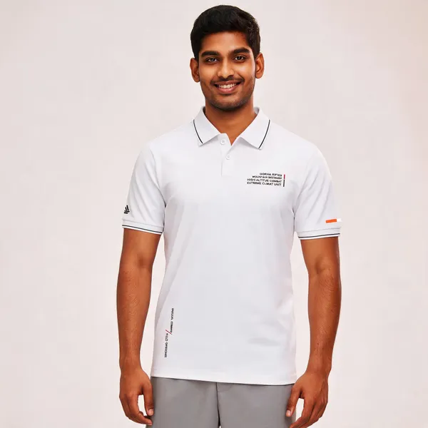 White_Cotton_Lycra_Regular_Fit_Gorkha_Rifles_Polo_T-Shirt_For_Men