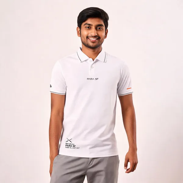 White_Cotton_Regular_Fit_Para_Sf_Red_Devils_Polo_T-Shirt_For_Men