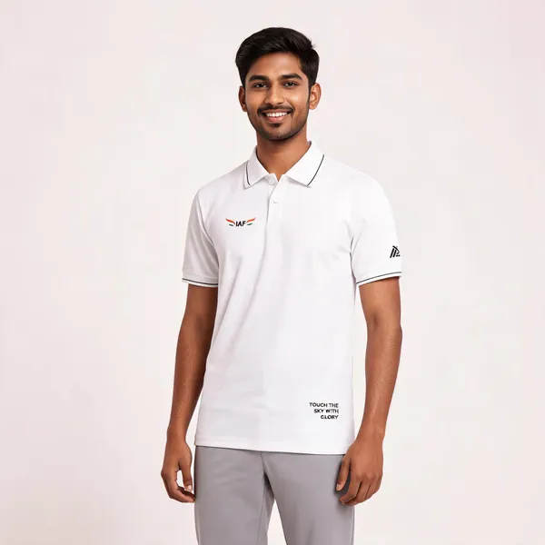 White_Cotton_Blend_Regular_Fit_Iaf_Pride_Polo_T-Shirt_For_Men