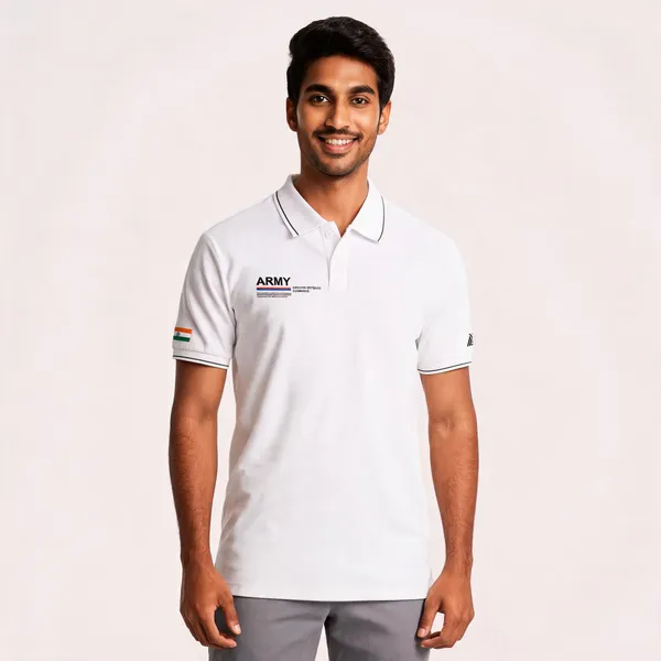 White_Cotton_Regular_Fit_Ground_Defence_Command_Polo_T-Shirt_For_Men