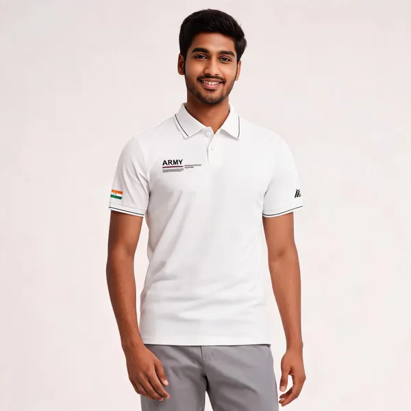 White_Cotton_Regular_Fit_Ground_Defence_Command_Polo_T-Shirt_For_Men