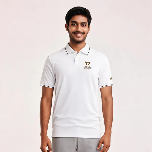 White_Cotton_Regular_Fit_Sqd._17_Rafale_Polo_T-Shirt_For_Men