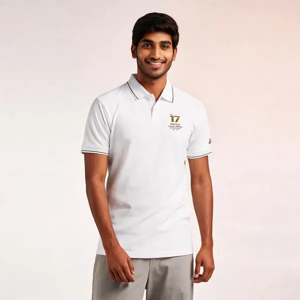White_Cotton_Regular_Fit_Sqd._17_Rafale_Polo_T-Shirt_For_Men