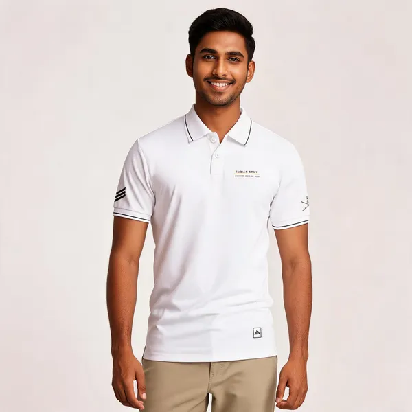 White_Cotton_Blend_Regular_Fit_Indian_Army_Polo_T-Shirt_For_Men