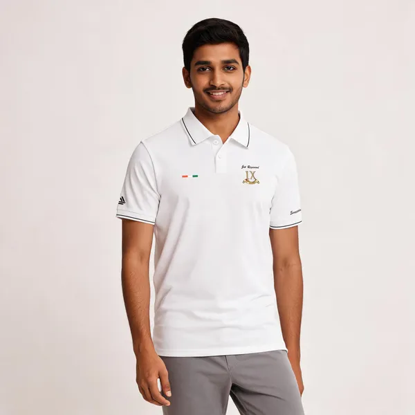 White_Cotton_Lycra_Regular_Fit_Jat_Regiment_Polo_T-Shirt_For_Men