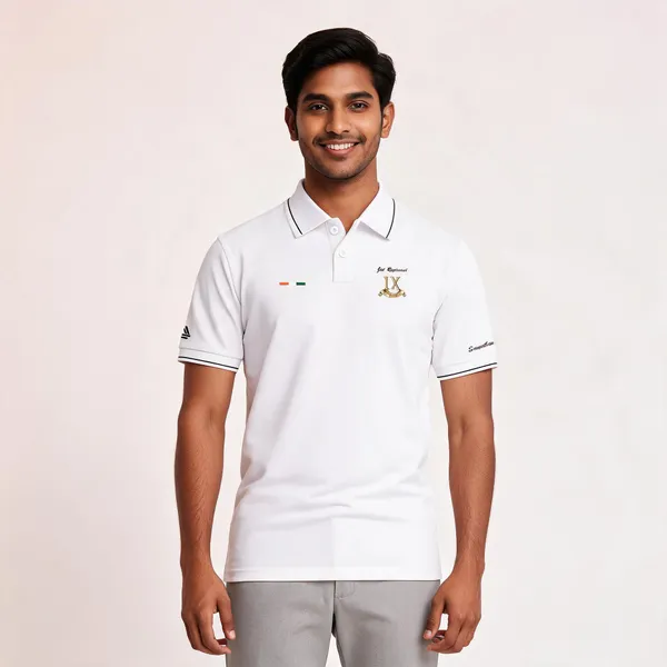 White_Cotton_Lycra_Regular_Fit_Jat_Regiment_Polo_T-Shirt_For_Men