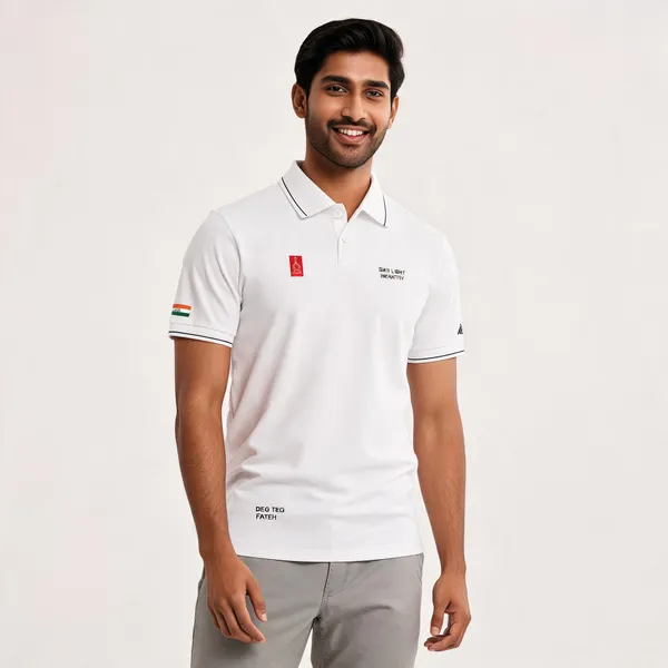White_Cotton-Lycra_Regular_Fit_Sikh_Light_Infantry_Polo_T-Shirt_For_Men