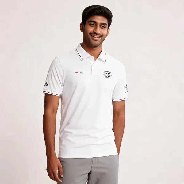 White_Cotton_Blend_Regular_Fit_5Th_Gorkha_Regiment_Polo_T-Shirt_For_Men