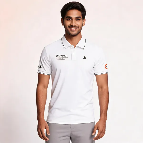 White_Cotton_Blend_Regular_Fit_Su-30_Mki_Polo_T-Shirt_For_Men