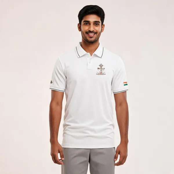White_Cotton_Lycra_Regular_Fit_Rajputana_Rifles_Polo_T-Shirt_For_Men