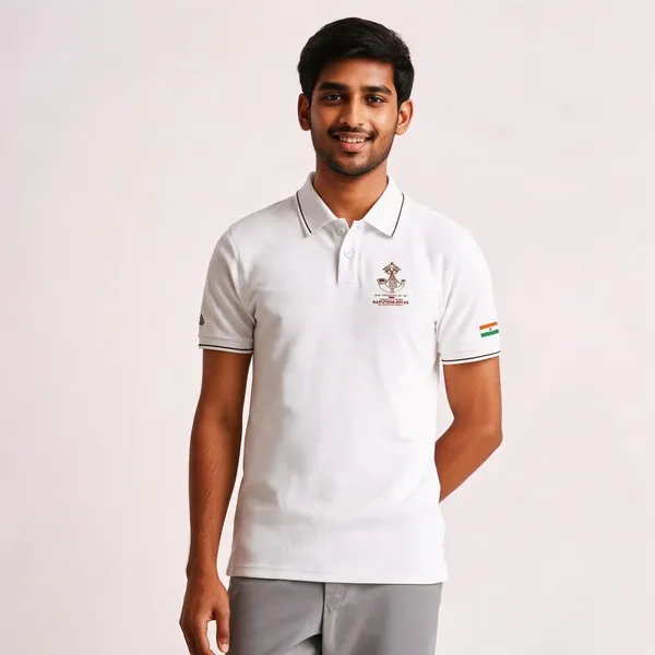 White_Cotton_Lycra_Regular_Fit_Rajputana_Rifles_Polo_T-Shirt_For_Men