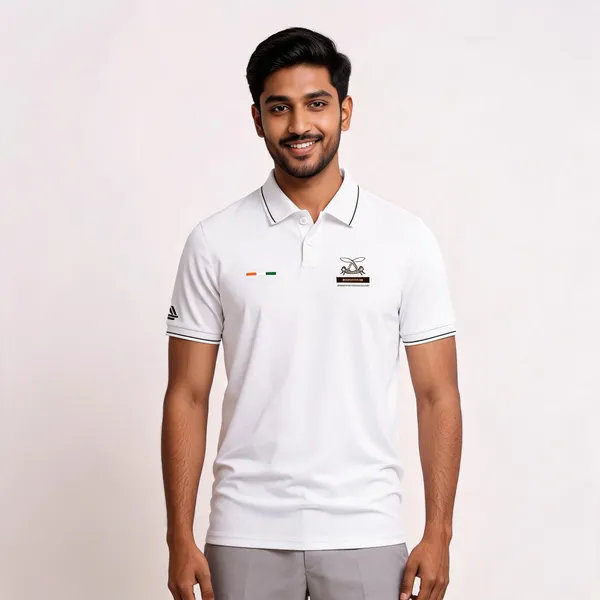 White_Cotton_Regular_Fit_Assam_Rifles_Polo_T-Shirt_For_Men