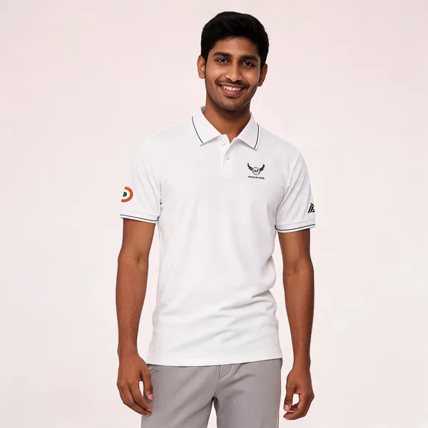 White_Cotton_Blend_Regular_Fit_Iaf_Defender_Polo_T-Shirt_For_Men