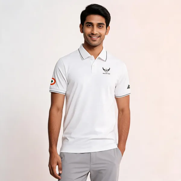 White_Cotton_Blend_Regular_Fit_Iaf_Defender_Polo_T-Shirt_For_Men