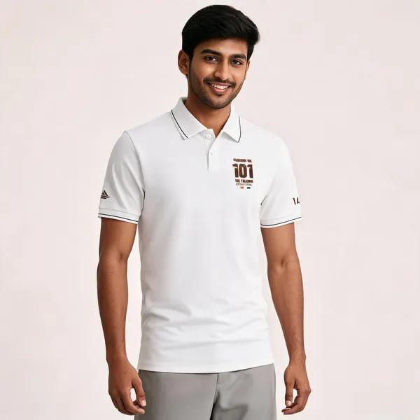 White_Cotton_Blend_Regular_Fit_Sqn_No._101_The_Falcons_Polo_T-Shirt_For_Men