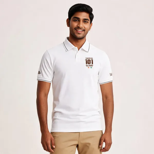 White_Cotton_Blend_Regular_Fit_Sqn_No._101_The_Falcons_Polo_T-Shirt_For_Men