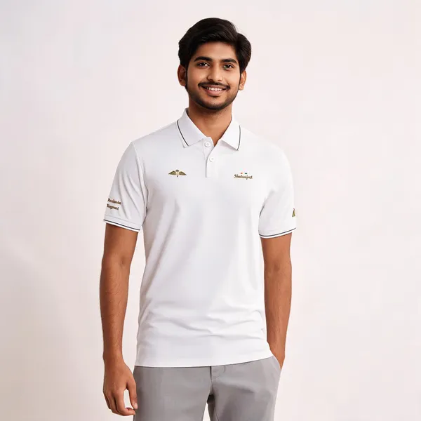 White_Cotton_Blend_Regular_Fit_Parachute_Regiment_Polo_T-Shirt_For_Men