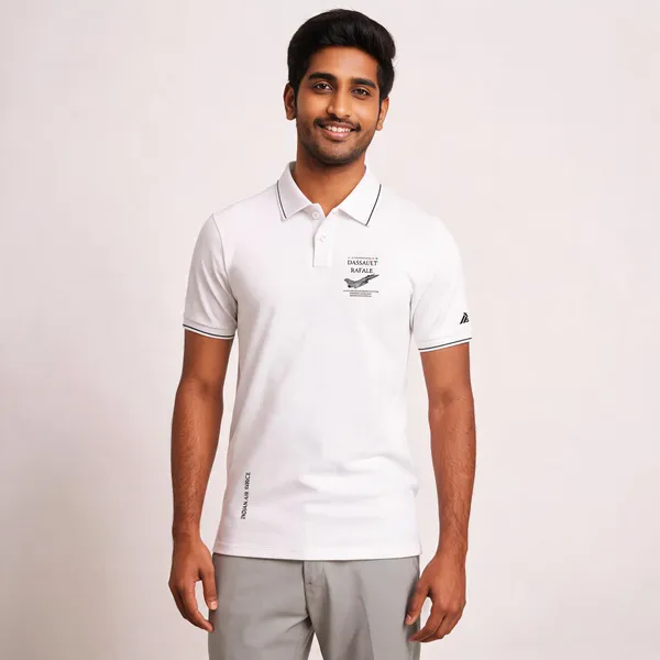 White_Cotton-Lycra_Regular_Fit_Dassault_Rafale_Strike_Polo_T-Shirt_For_Men