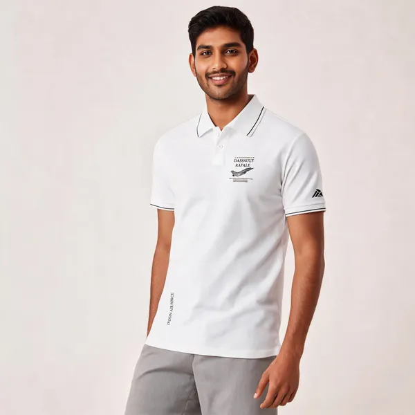 White_Cotton-Lycra_Regular_Fit_Dassault_Rafale_Strike_Polo_T-Shirt_For_Men