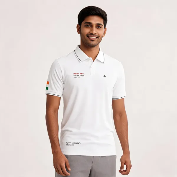 White_Cotton_Regular_Fit_Army_Bravest_Polo_T-Shirt_For_Men