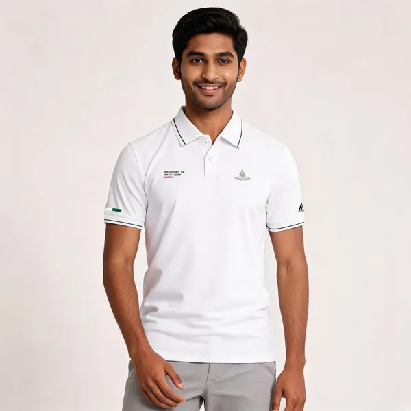 White_Cotton_Blend_Regular_Fit_Regiment_Of_Artillery_Polo_T-Shirt_For_Men