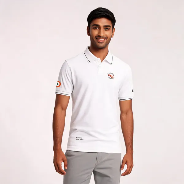 White_Cotton_Blend_Regular_Fit_Polo_T-Shirt_For_Men